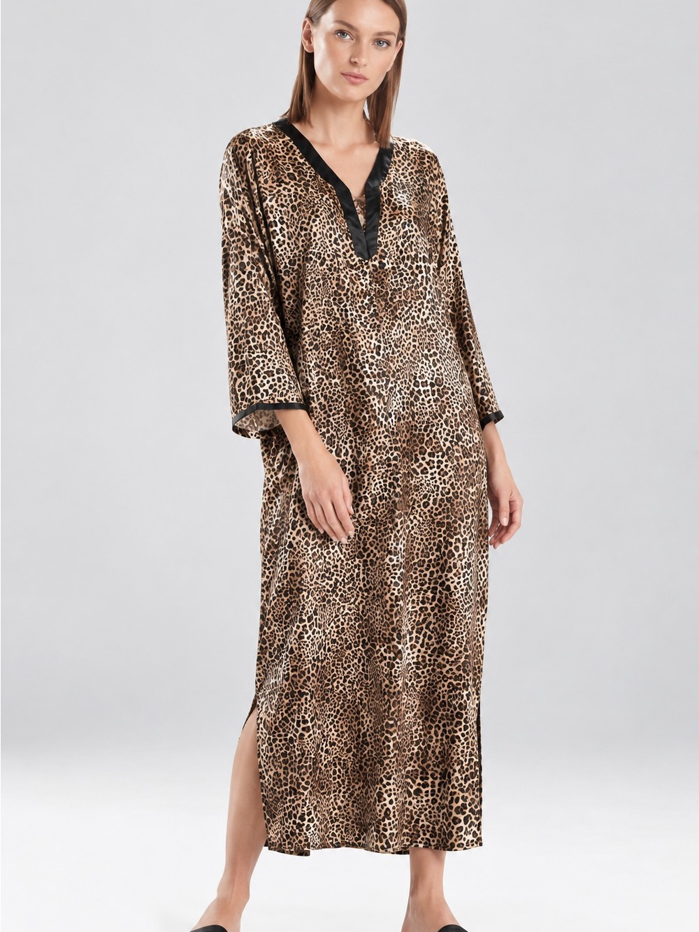 Morgan Taylor Intimates Cheetah Print Satin House Robe Zip Front Size XL